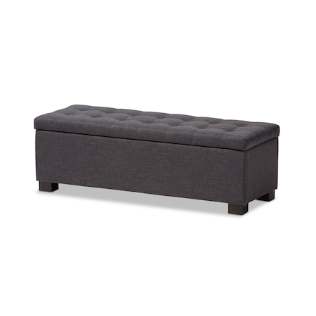 Baxton Studio Roanoke Grey Upholstered Grid-Tufting Storage Ottoman Bench 128-7047
